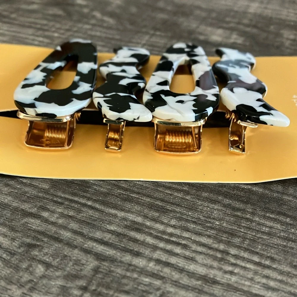 Black and White Cow Print Hair Clips